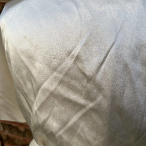 Leal Daccarett Women's Shirt Size 10 Ivory Silk Tie Waist Designer Short Sleeve - Picture 7 of 9